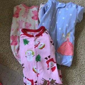 3 pair of fleece footed onesie pajamas